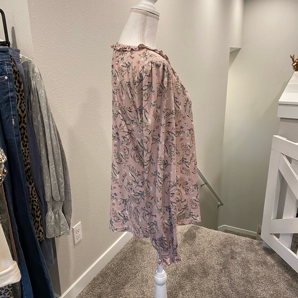 Melloday Feminine Pink Floral Long Sleeve Blouse - Picture 3 of 5